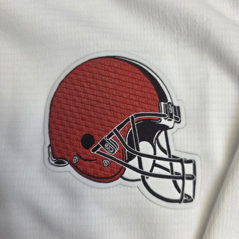 Nike‎ Dri Fit Cleveland Browns Polo Shirt Mens 2XL White Short Sleeve Polyester